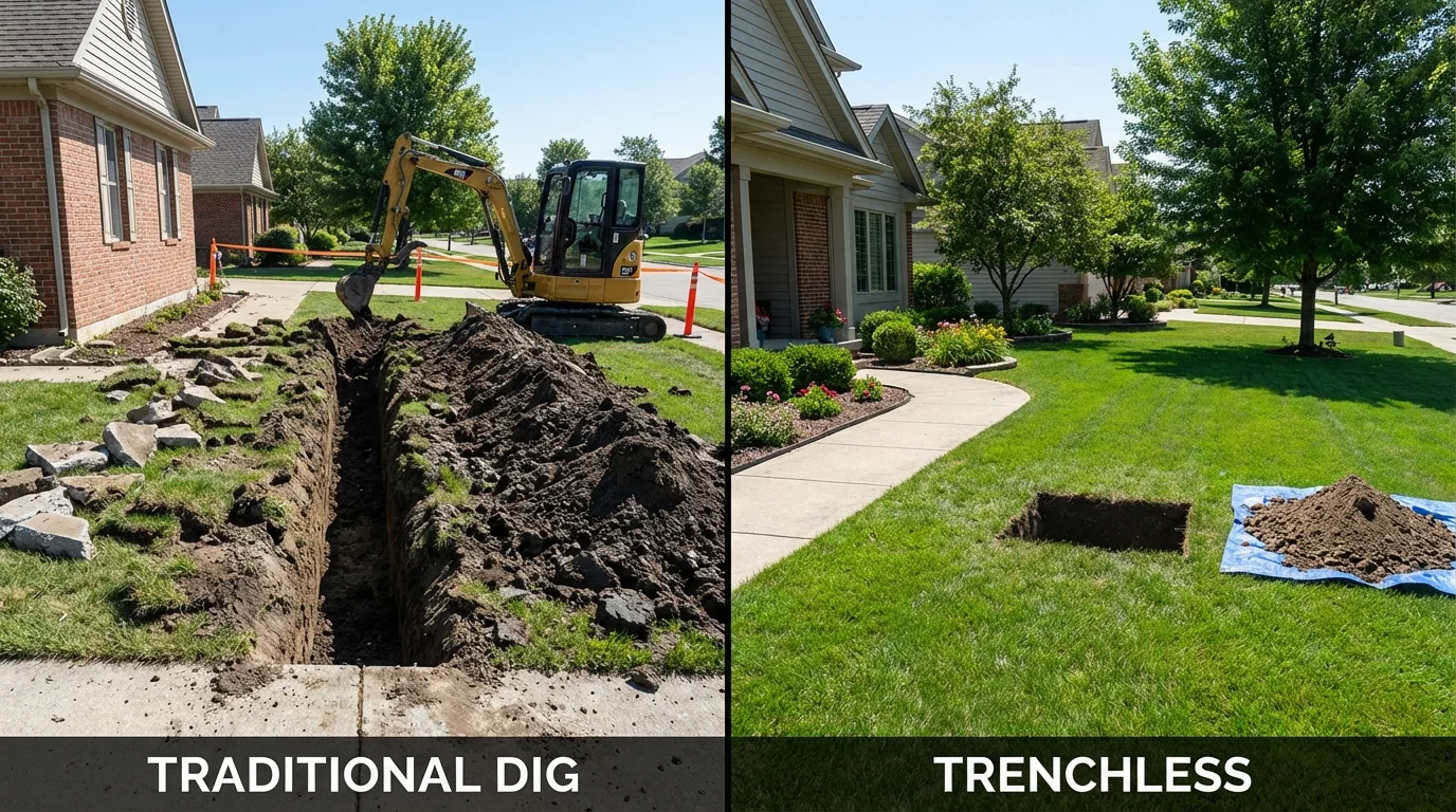 Trenchless sewer repair with minimal yard damage versus traditional excavation in Petersburg, AK